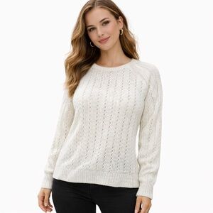 White Label The White Company Ivory Wool Alpaca Sweater Womens Size Large